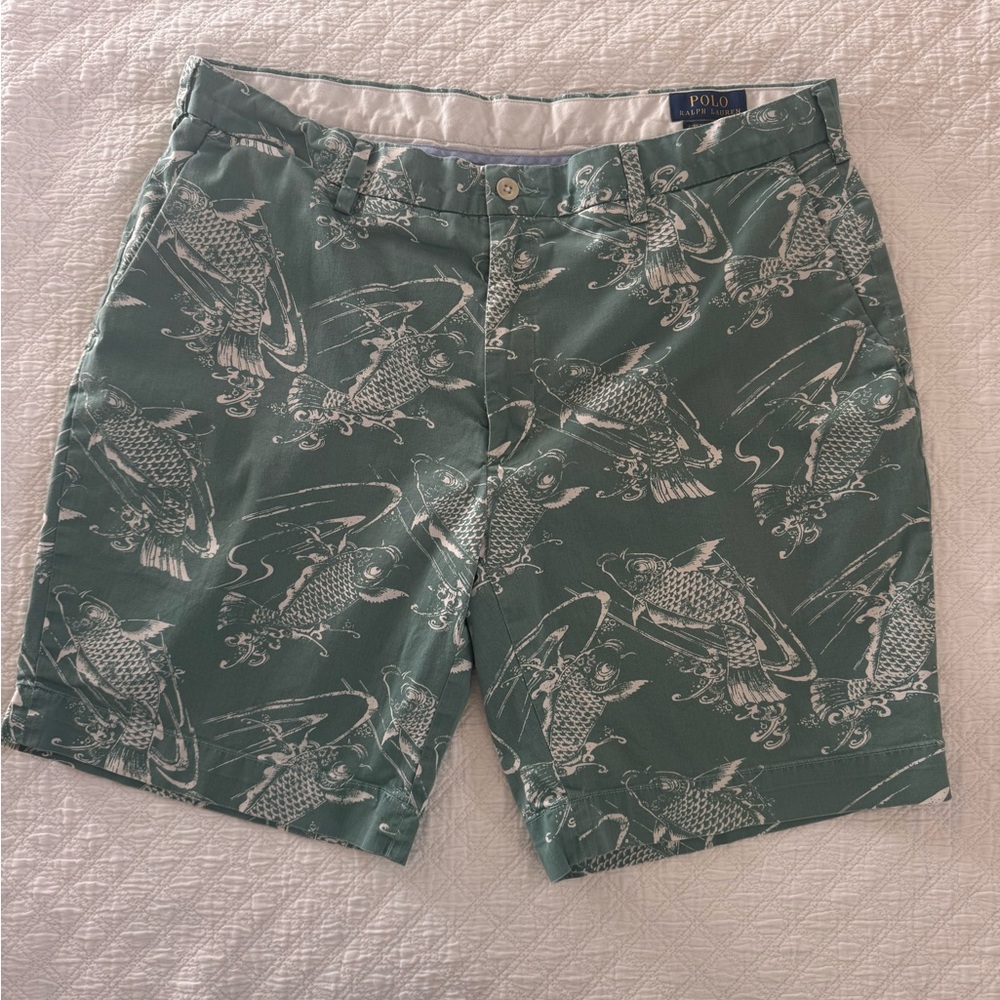 Polo by Ralph Lauren Green Koi Patterned Men Shorts Sz 35